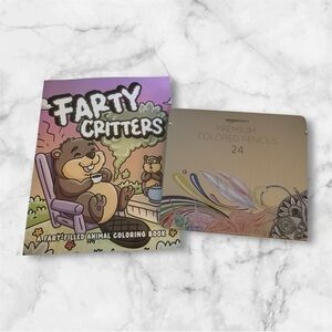 Farty Critters Coloring Book & 24 Colored Pencils Set